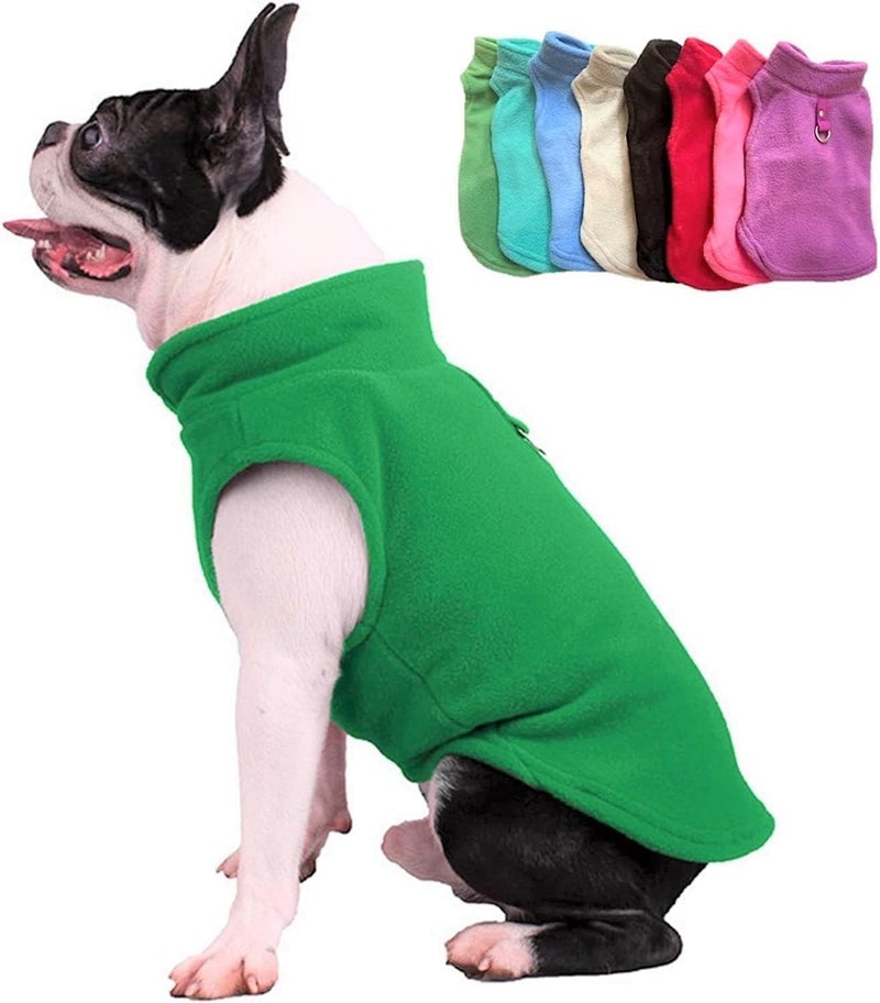 Jacko & Co - Fleece Vest Dog Sweater with Leash Ring - Soft, Warm & Lightweight Pullover Coat for Small & Medium Dogs, Puppies & Cats - Cozy Fall/Winter/Spring Pet Jacket (Green, X-Large 17-25lbs) - Image 1